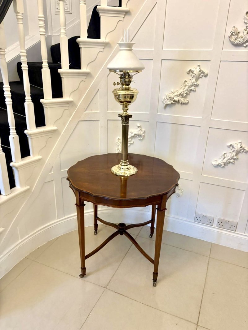 Antique Edwardian Satinwood-Inlaid Centre/Lamp Table
